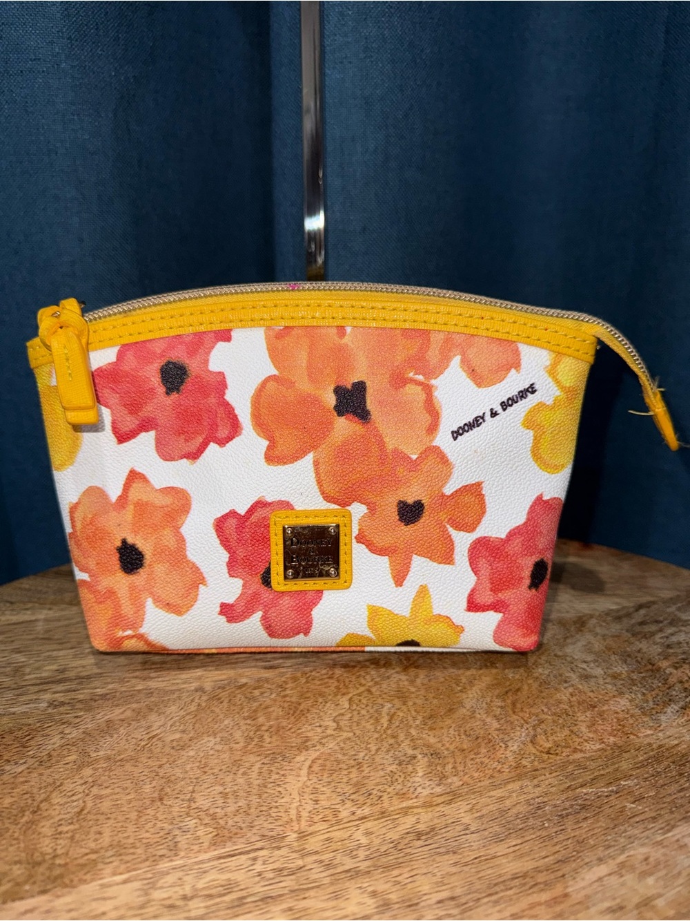 Dooney & Bourke Yellow Orange Bloom Zip Cosmetic Pouch